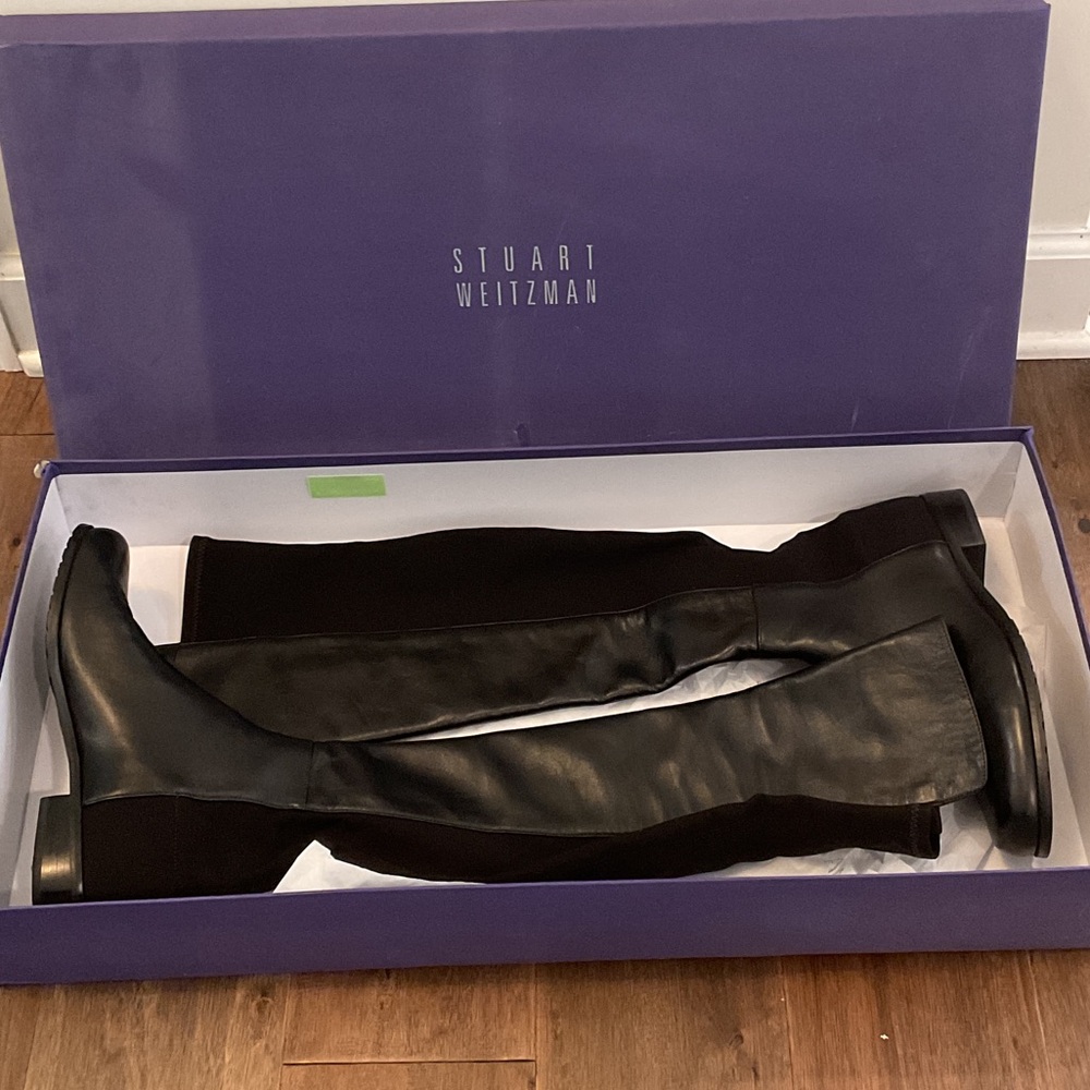 Stuart Weitzman 50 50 black Napa Leather over the Knee Boots